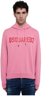 Dsquared2 Katoenen Hoodie met Logo Dsquared2 , Pink , Heren - L,M,S