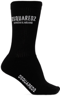 Dsquared2 Katoenen sokken met logo Dsquared2 , Black , Heren - Xl,S