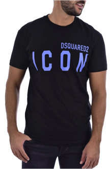 Dsquared2 Katoenen T-shirt met Groot Logo Dsquared2 , Black , Heren - 2Xl,M,S