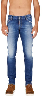 Dsquared2 Klassieke Blauwe Straight Jeans Dsquared2 , Blue , Heren - 2XL