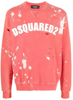 Dsquared2 Koraalrode Oversized Sweater Dsquared2 , Red , Heren - L