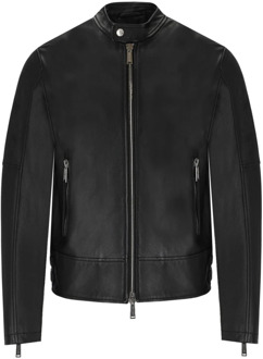Dsquared2 Leather Jackets Dsquared2 , Black , Heren - 2Xl,Xl,L,M,S