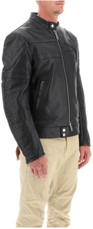 Dsquared2 Leather Jackets Dsquared2 , Black , Heren - L