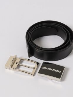 Dsquared2 Leren Riem Met Logo Gesp Zwart
