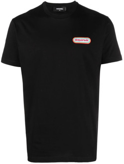 Dsquared2 Logo-Patch Crew-Neck T-Shirt Dsquared2 , Black , Heren - 2Xl,L,M,S