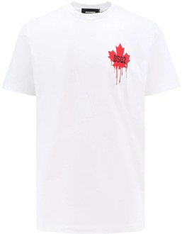 Dsquared2 Logo Print Cotton Crew-Neck T-Shirt Dsquared2 , White , Heren - Xl,L,M