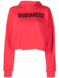 Dsquared2 Logo-Print Cropped Hoodie voor vrouwen Dsquared2 , Red , Dames - S