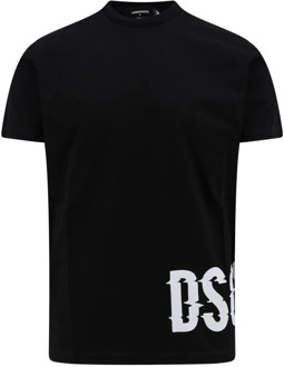 Dsquared2 Logo Print Katoenen T-Shirt Dsquared2 , Black , Heren - Xl,M,S,3Xl