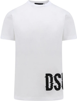 Dsquared2 Logo Print Katoenen T-Shirt Dsquared2 , White , Heren - 2Xl,Xl,L,M,S,3Xl