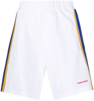 Dsquared2 Logo Side Stripe Sport Shorts Dsquared2 , White , Heren - L,M