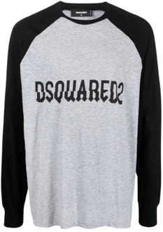 Dsquared2 Logo Sweatshirt - Grijs/Zwart Dsquared2 , Gray , Heren - Xl,M