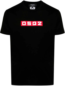Dsquared2 Logo T-shirt in zwart katoen Dsquared2 , Black , Heren - Xl,L,M,S