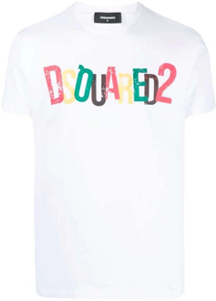 Dsquared2 Multicolor Logo Print T-Shirt Dsquared2 , White , Heren - 2Xl,M,S