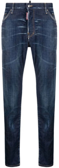 Dsquared2 Navy Blue Slim-Cut Denim Jeans Dsquared2 , Blue , Heren - Xl,L,M,S