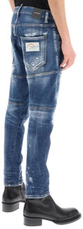 Dsquared2 Nette Biker Jean Paint Splash Versterkte Gescheurde Blue Jeans Blauw - 42W/30L