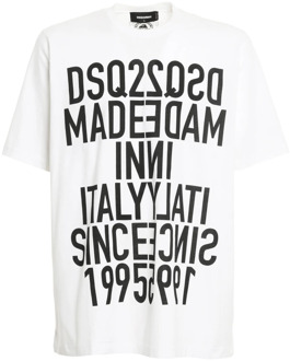 Dsquared2 Omgekeerd Print Logo T-Shirt Dsquared2 , White , Heren - M,S