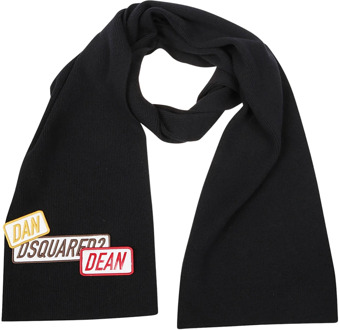 Dsquared2 Patch Logo Sjaal Dsquared2 , Black , Heren - ONE Size