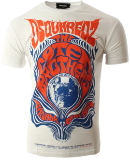 Dsquared2 Retro Flames T-shirt met frontprint Wit - S