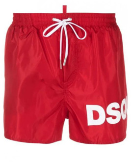 Dsquared2 Rode Boxer Zwembroek met Dsquared2 Logo Dsquared2 , Red , Heren - Xl,M,S