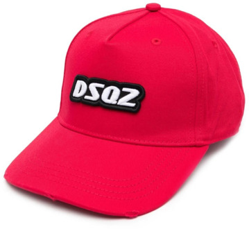 Dsquared2 Rode Logo Baseball Cap 100% Katoen Dsquared2 , Red , Heren - ONE Size