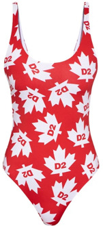 Dsquared2 Rood-witte monogram badpak Dsquared2 , Red , Dames - S,Xs