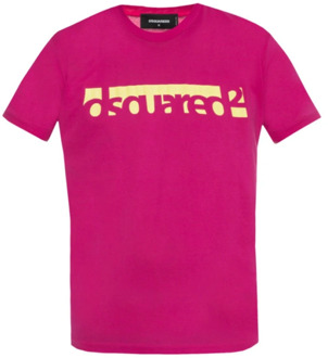 Dsquared2 Roze T-Shirt - S71Gd0648 - Gemaakt in Italië Dsquared2 , Pink , Heren - Xl,L,M,S