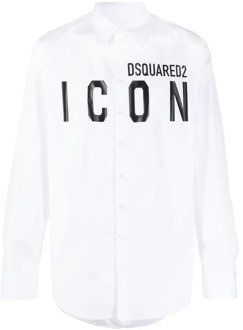 Dsquared2 Shirt met bedrukt logo Dsquared2 , White , Heren - 2Xl,M,S,Xs