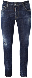 Dsquared2 Skater Blauwe Jeans - Slim Fit, Gescheurde Gewassen Details Dsquared2 , Blue , Heren - Xl,M