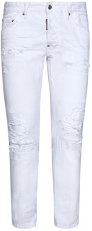 Dsquared2 Slim-Fit Witte Denim Jeans Dsquared2 , White , Heren - 2Xl,3Xl