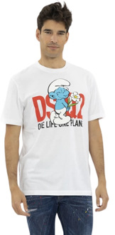 Dsquared2 Smurf Verliefd T-Shirt Dsquared2 , White , Heren - Xl,S