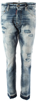 Dsquared2 Stijlvolle Blauwe Cropped Jeans voor Mannen Dsquared2 , Blue , Heren - XS