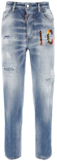 Dsquared2 Stijlvolle Straight Jeans Collectie Dsquared2 , Blue , Dames - Xs,3Xs