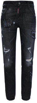 Dsquared2 Stijlvolle Straight Jeans voor Vrouwen Dsquared2 , Black , Dames - M