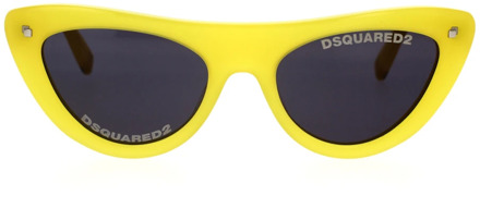 Dsquared2 Stoere Vintage Cat-Eye Zonnebril Dsquared2 , Yellow , Dames - 55 MM