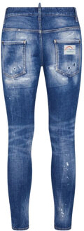 Dsquared2 Super Twinky Jean vervaagde versterkte gescheurde blauwe jeans - maat
