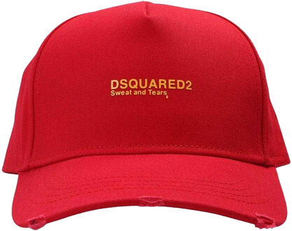 Dsquared2 Sweat And Tears Logo Baseball Cap (Rood) - maat