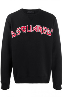 Dsquared2 Sweatshirt met Fantasievolle Tekst Dsquared2 , Black , Heren - Xl,L,M,S