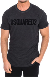 Dsquared2 T-shirt met flock logoprint Antraciet - S