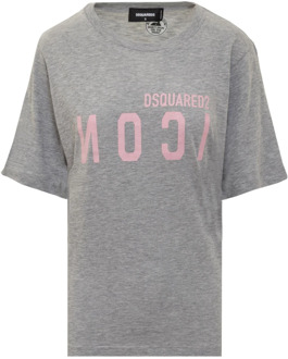 Dsquared2 T-shirt met korte mouwen en logo Dsquared2 , Gray , Dames - S