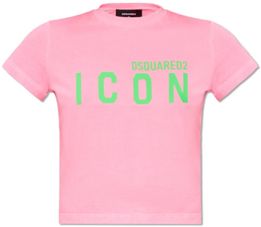 Dsquared2 T-shirt met logo Dsquared2 , Pink , Dames - M,S,Xs,2Xs