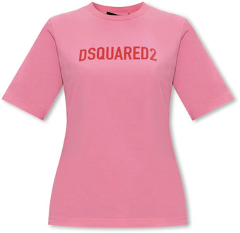 Dsquared2 T-shirt met logo Dsquared2 , Pink , Dames - M,S,Xs,2Xs
