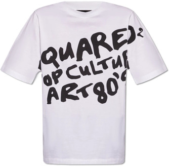 Dsquared2 T-shirt met logo Dsquared2 , White , Dames - L,M,S,Xs,2Xs