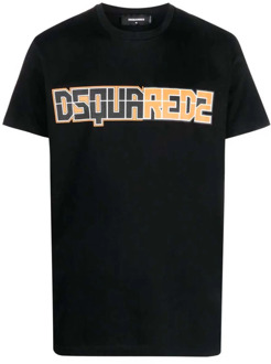 Dsquared2 T-shirt met logo print Dsquared2 , Black , Heren - Xl,S