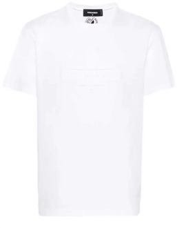 Dsquared2 T-shirt met reliëflogo - Wit Dsquared2 , White , Heren - 2Xl,Xl,L,S