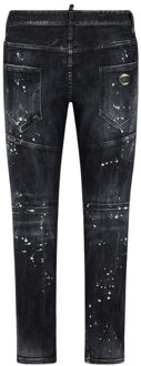 Dsquared2 Tidy Biker Jean Paint Splash versterkte gescheurde zwarte jeans - 44W/30L