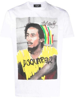 Dsquared2 Unisex Volwassen Bob Marley Logo T-Shirt (Wit)
