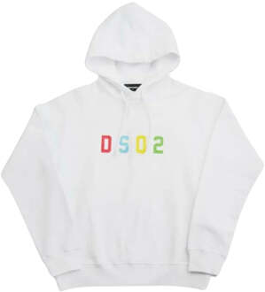 Dsquared2 veelkleurige DSQ2-logo witte hoodie