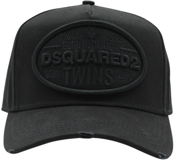 Dsquared2 Versleten baseballpet met geborduurd logo Dsquared2 , Black , Heren - ONE Size