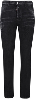 Dsquared2 Versleten Slim-fit Zwarte Jeans Dsquared2 , Black , Heren - 2Xl,Xl,L,M,S