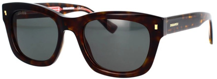 Dsquared2 Vintage-geïnspireerde zonnebril met zwart montuur en metalen klinknagels Dsquared2 , Black , Unisex - 52 MM
